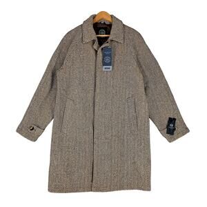 J.M. HAGGAR TOP COAT – MEN’S M – MOCHA BROWN HERRINGBONE – WOOL BLEND – HQ00121